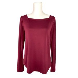 Ann Taylor Loft Women's Burgundy Plum Long Sleeve Top Shirt Blouse Size Medium